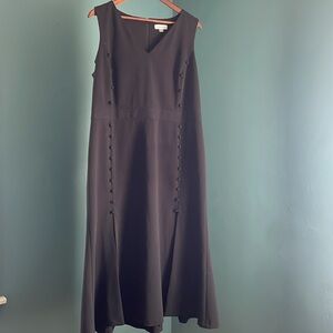 Calvin  Black Sleeveless Dress black button details down front